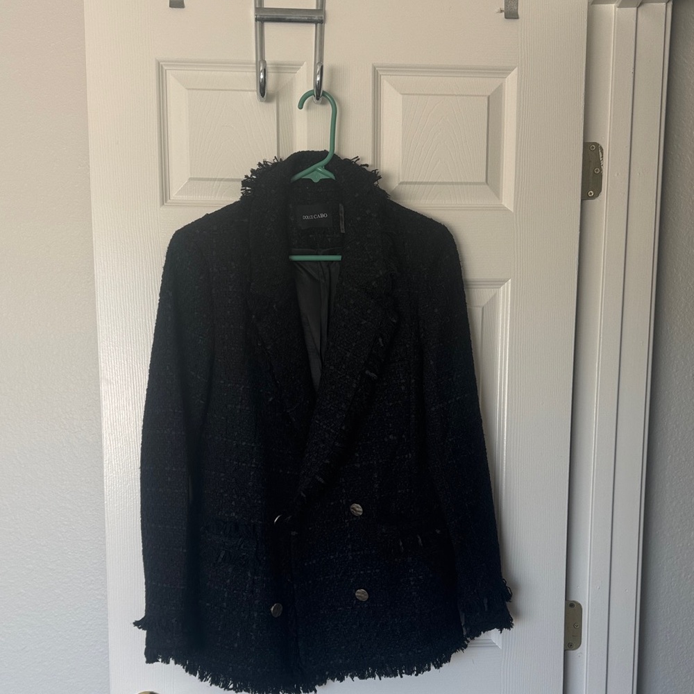 Dolce Cabo Black Textured Double-Breasted Blazer